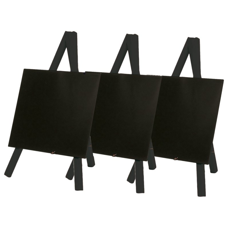 Securit mini tableau noir avec support, hêtre, 150×260 mm, 3 tables